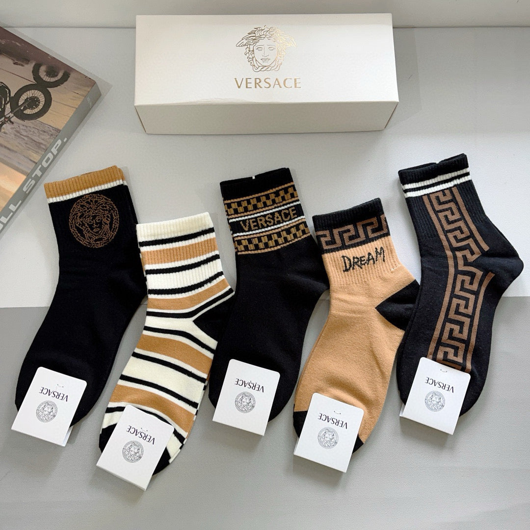 Versace baroque cuff assortment crew socks - view 9