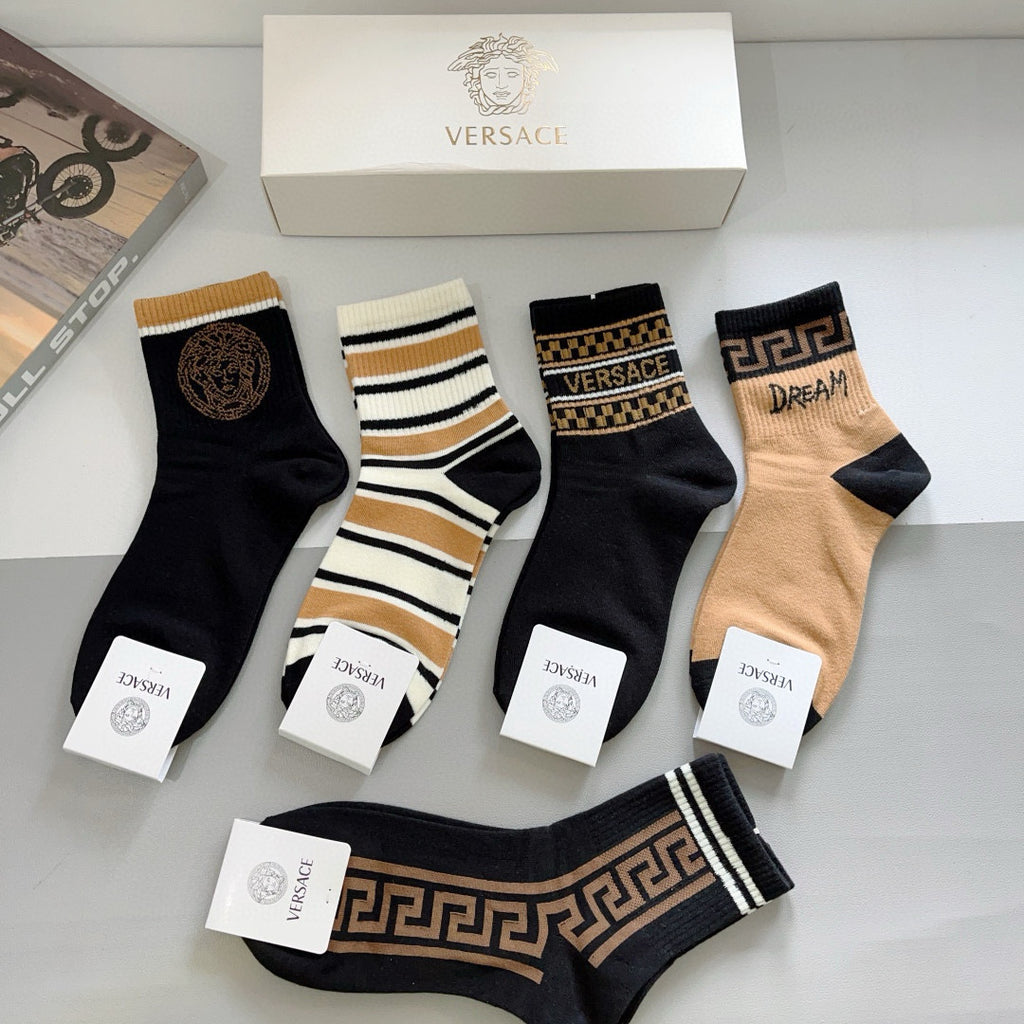 Versace baroque cuff assortment crew socks - view 5