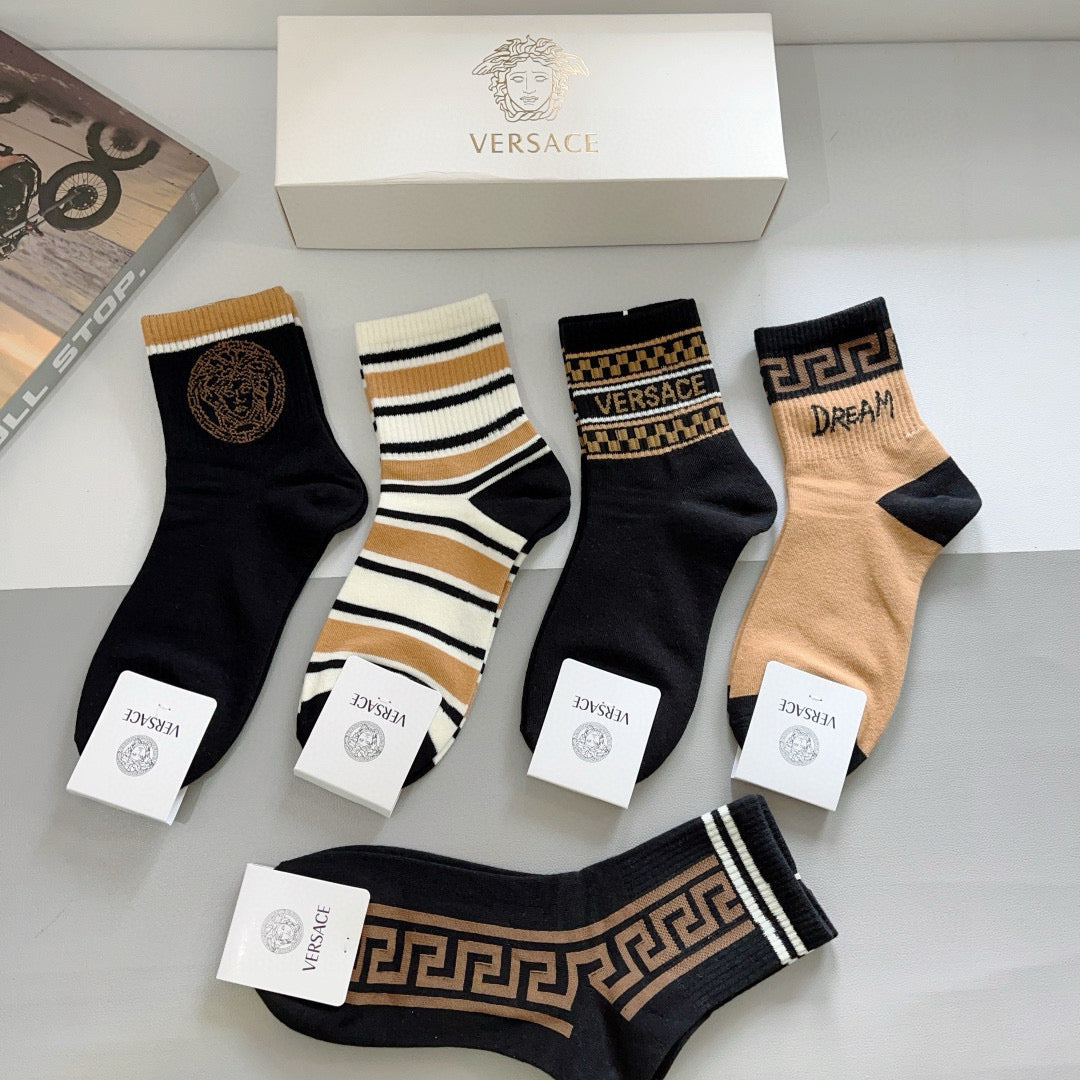 Versace baroque cuff assortment crew socks - view 5