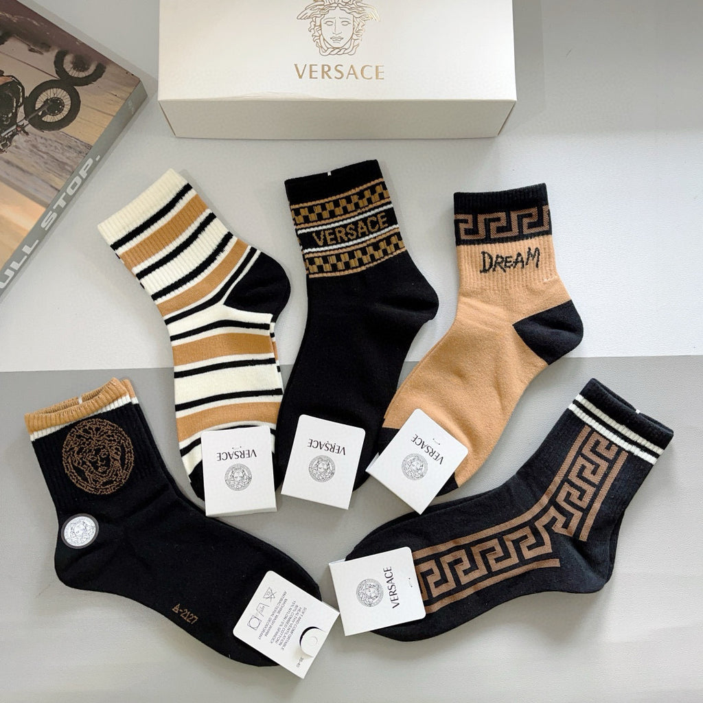 Versace baroque cuff assortment crew socks - view 8