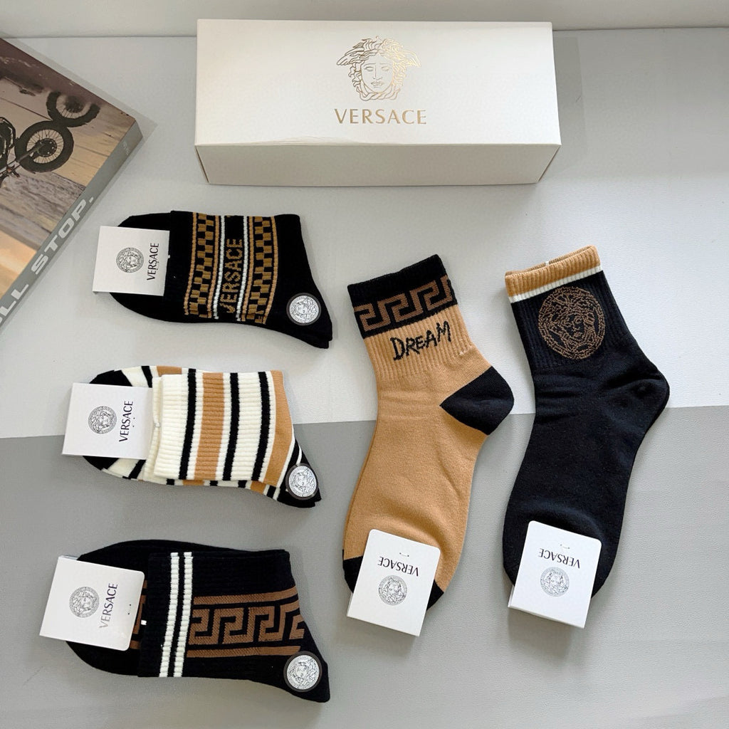 Versace baroque cuff assortment crew socks - view 6