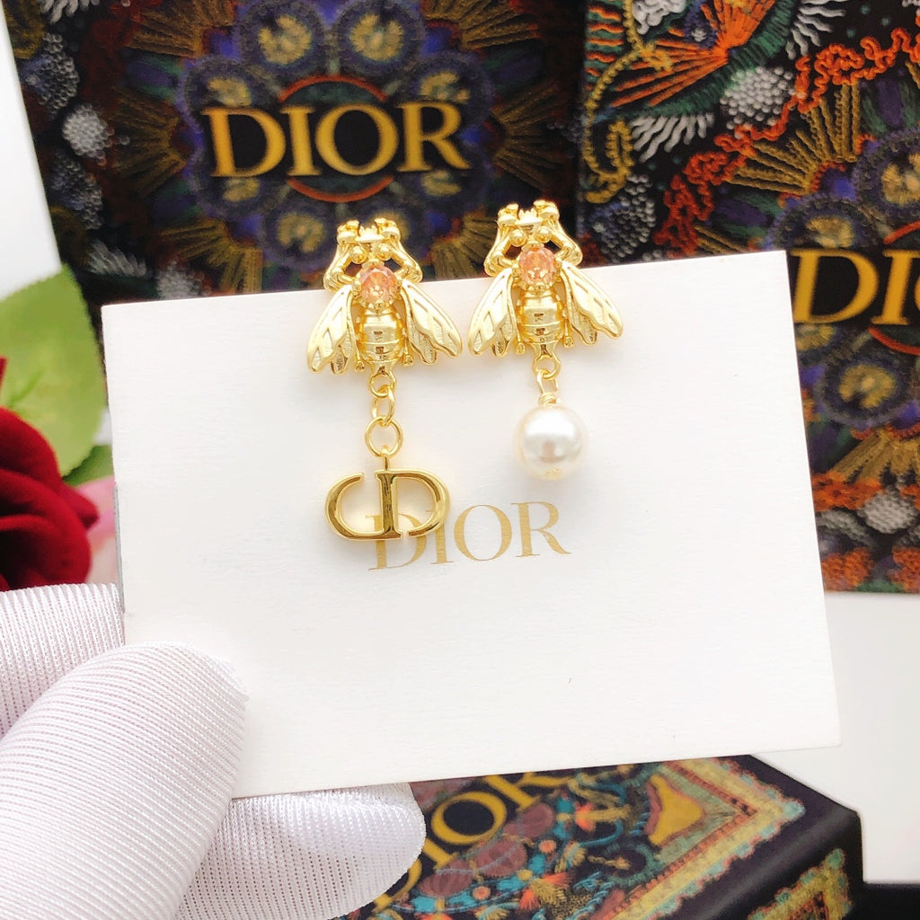 Dior Gold-Tone Floral CD Drop Earrings - product image 2