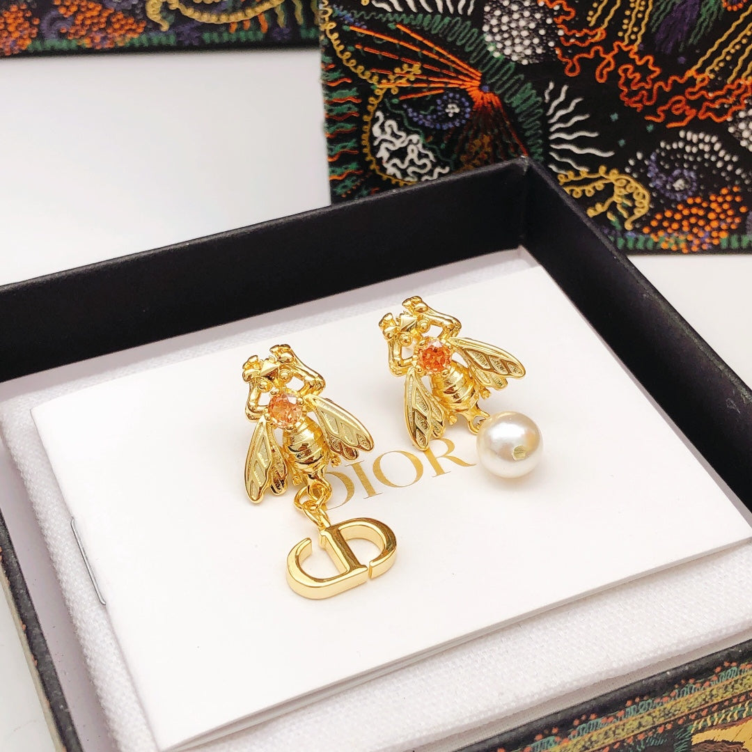 Dior Gold-Tone Floral CD Drop Earrings - product image 6