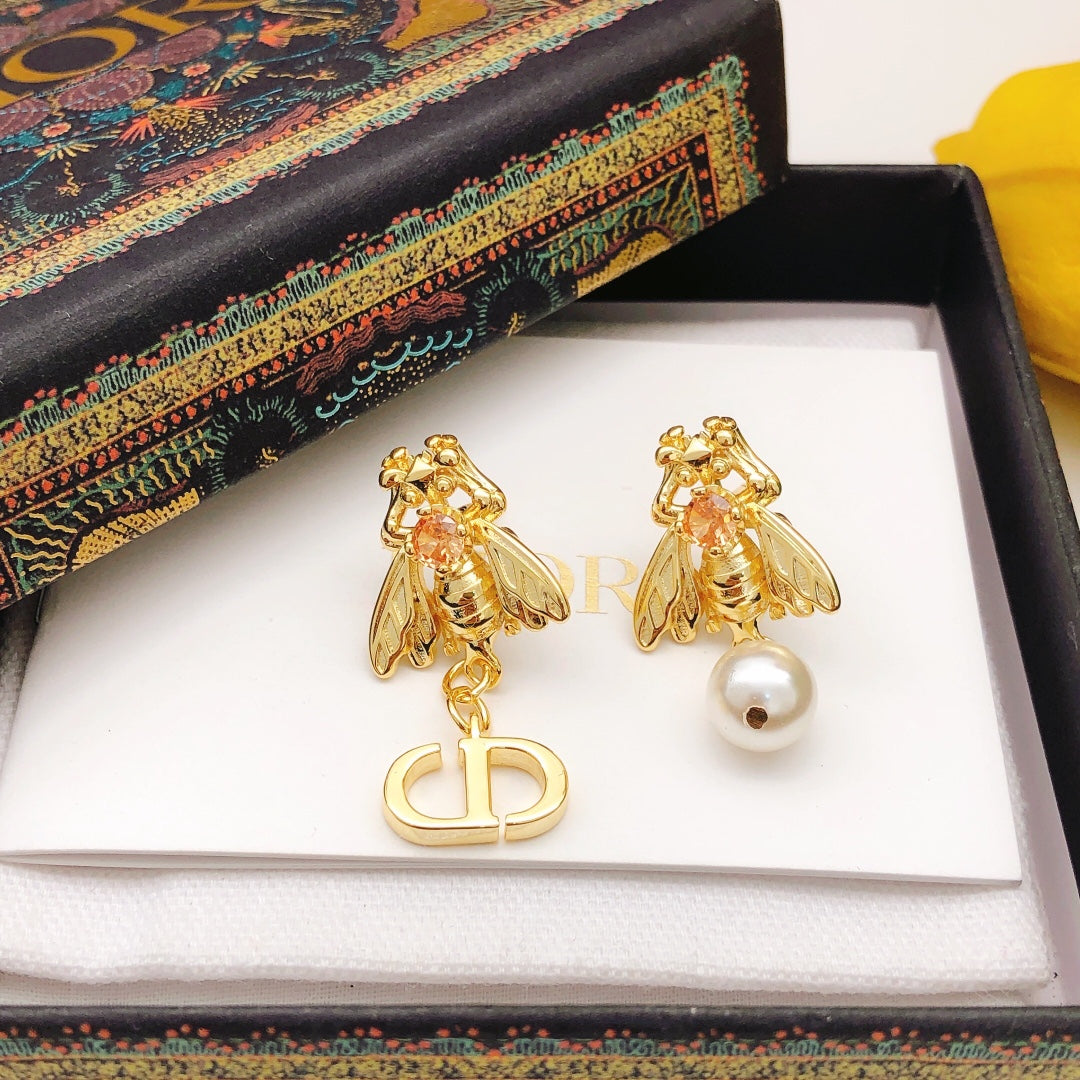 Dior Gold-Tone Floral CD Drop Earrings - product image 3