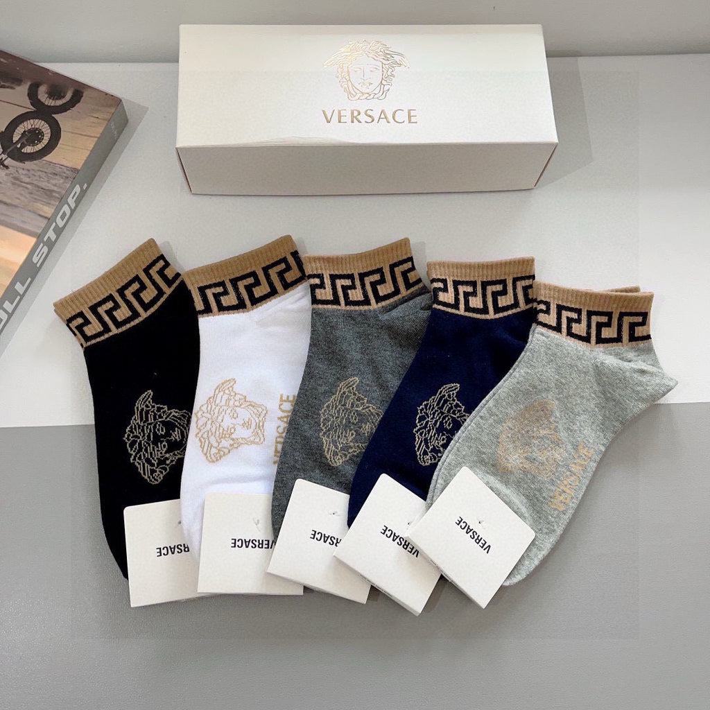 Versace greek key ankle band ankle socks - view 1