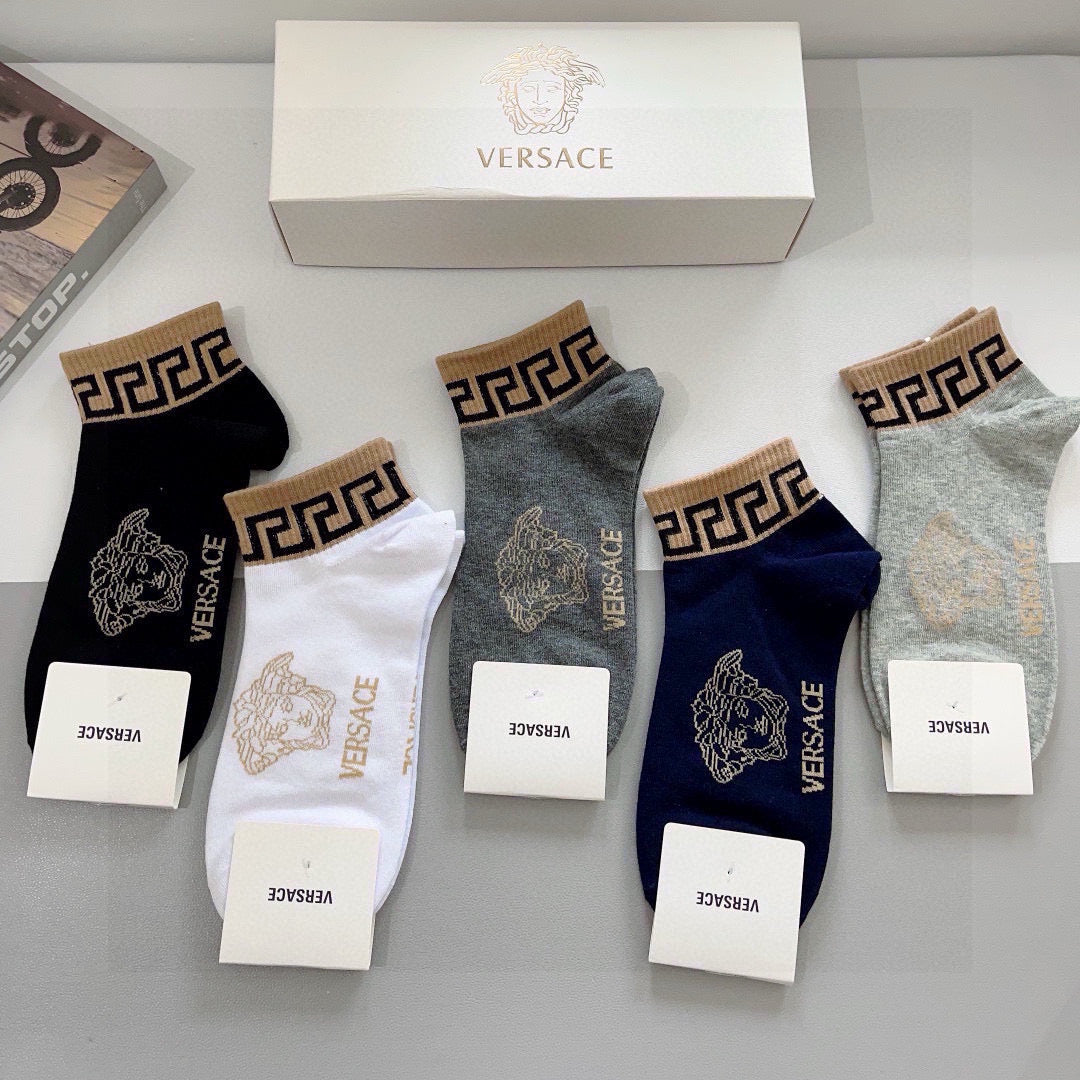 Versace greek key ankle band ankle socks - view 9