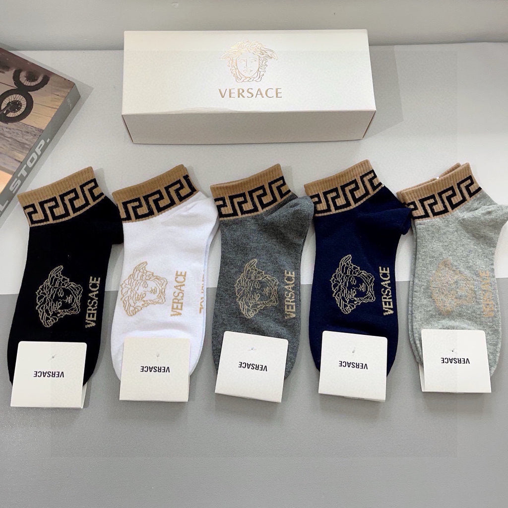 Versace greek key ankle band ankle socks - view 2