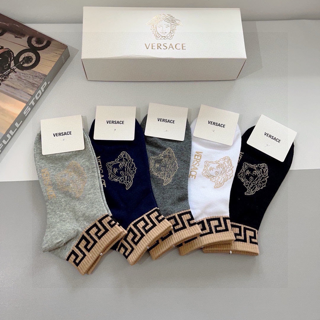 Versace greek key ankle band ankle socks - view 3