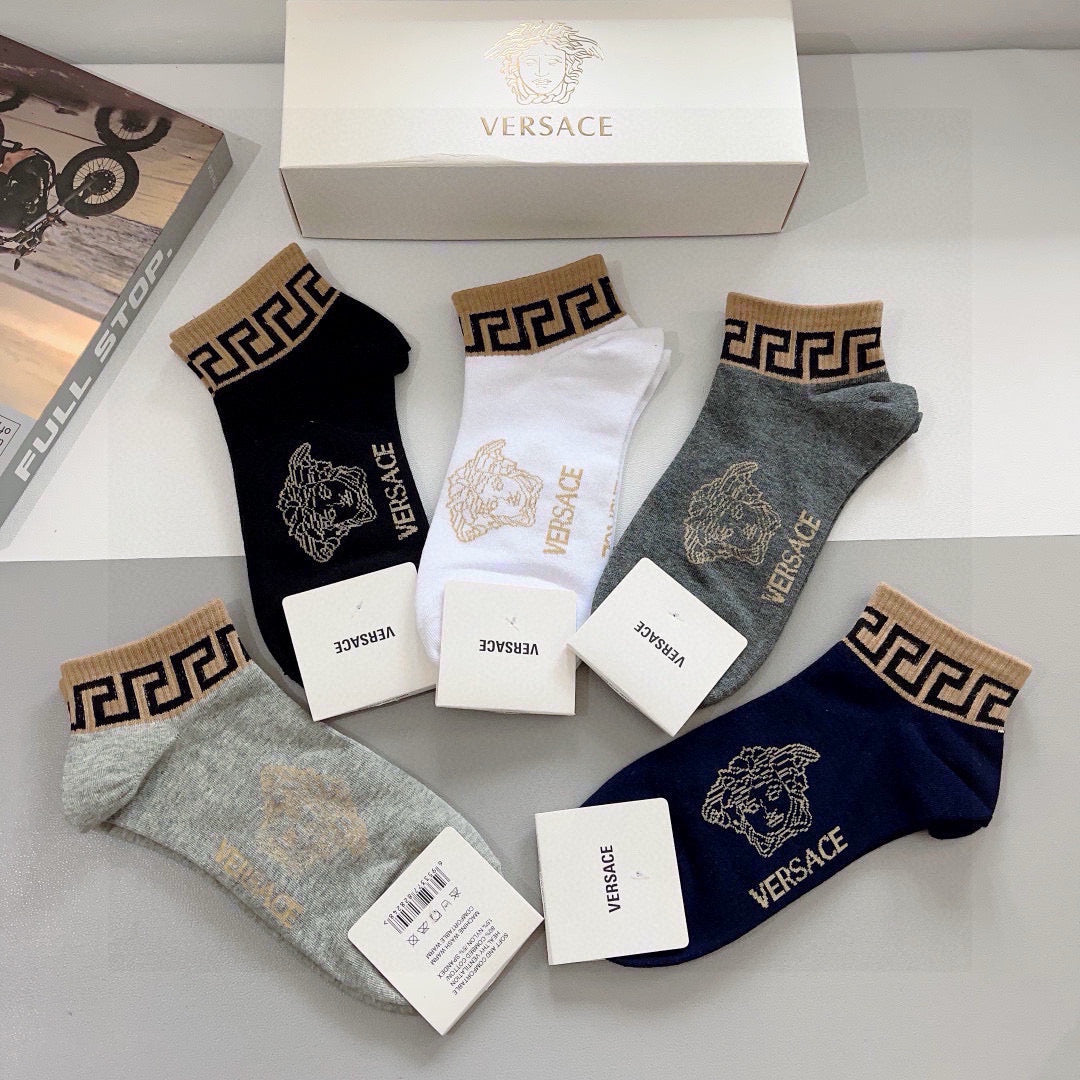 Versace greek key ankle band ankle socks - view 8
