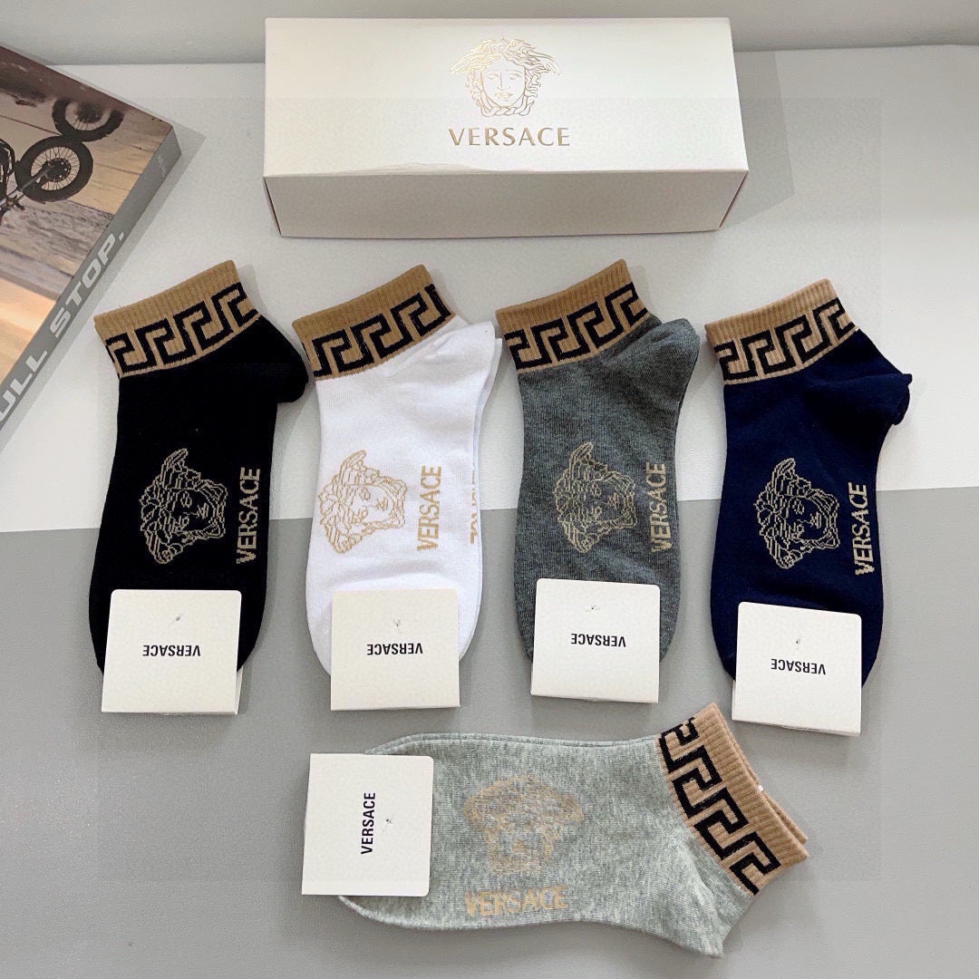 Versace greek key ankle band ankle socks - view 5