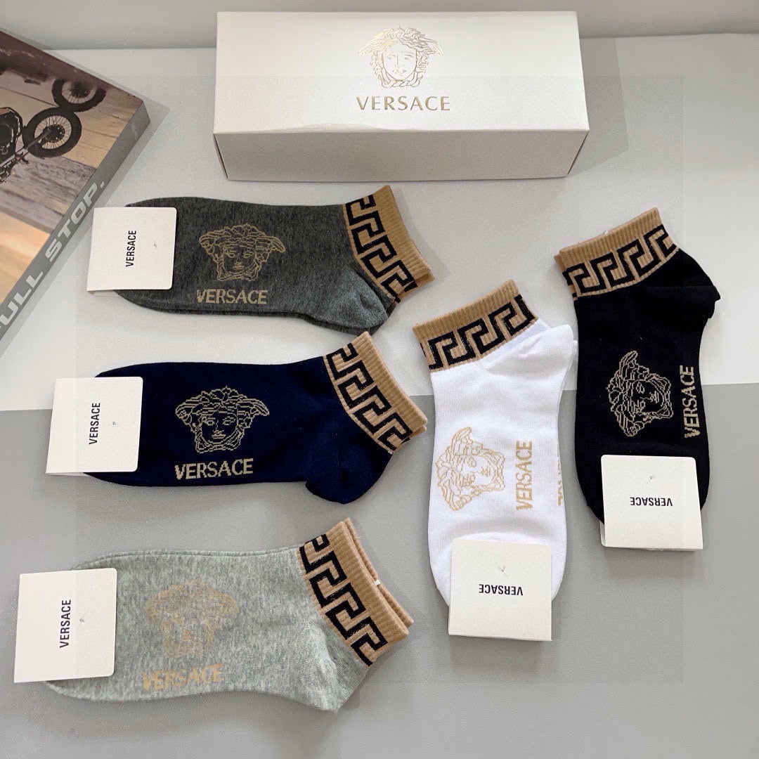 Versace greek key ankle band ankle socks - view 6