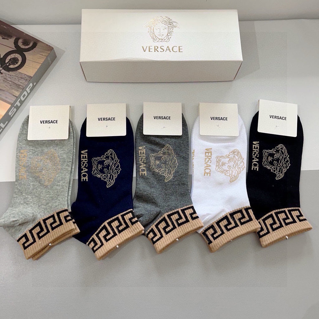 Versace greek key ankle band ankle socks - view 4