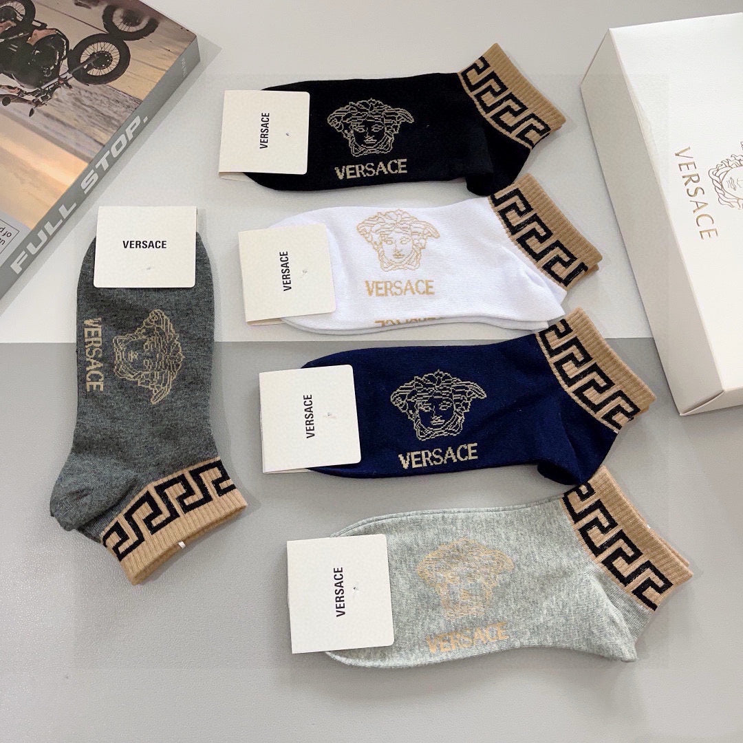 Versace greek key ankle band ankle socks - view 7