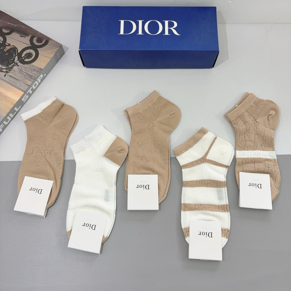 Dior neutral stripe mix ankle socks - view 9