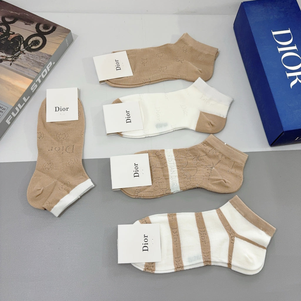 Dior neutral stripe mix ankle socks - view 6
