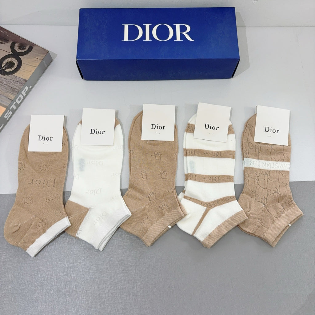 Dior neutral stripe mix ankle socks - view 3