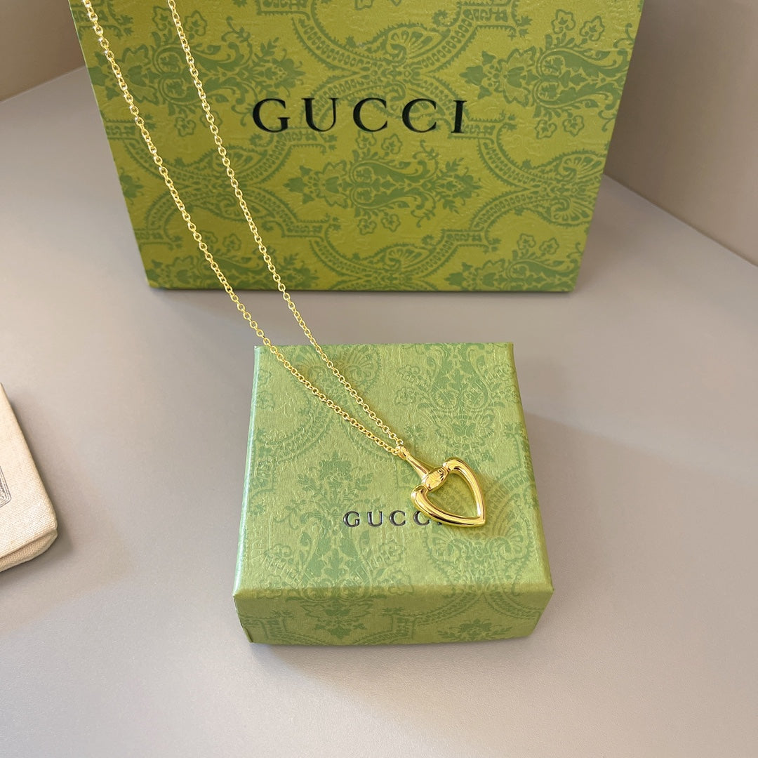 Gucci Horsebit Gold-Tone Heart Pendant Necklace - album image 1