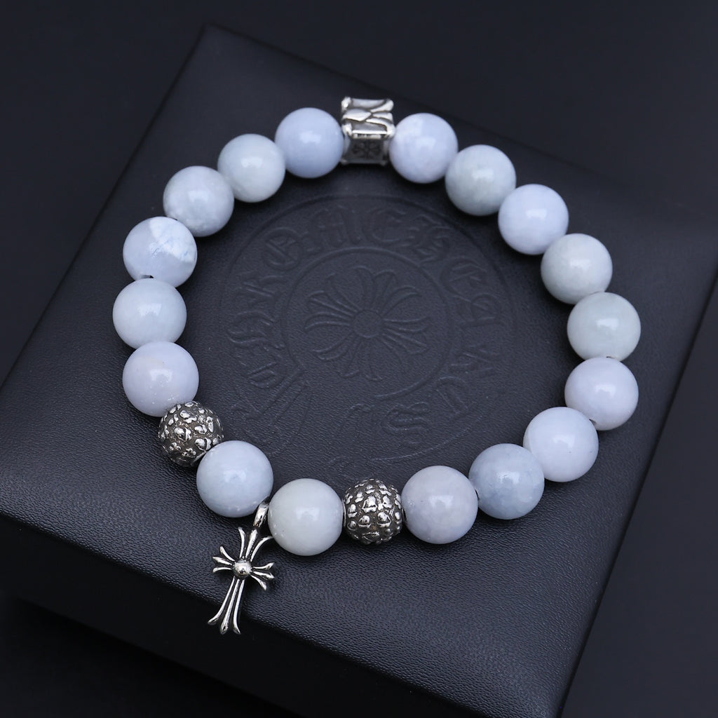 Chrome Hearts Turquoise and White Bead Cross Bracelet - album image 2