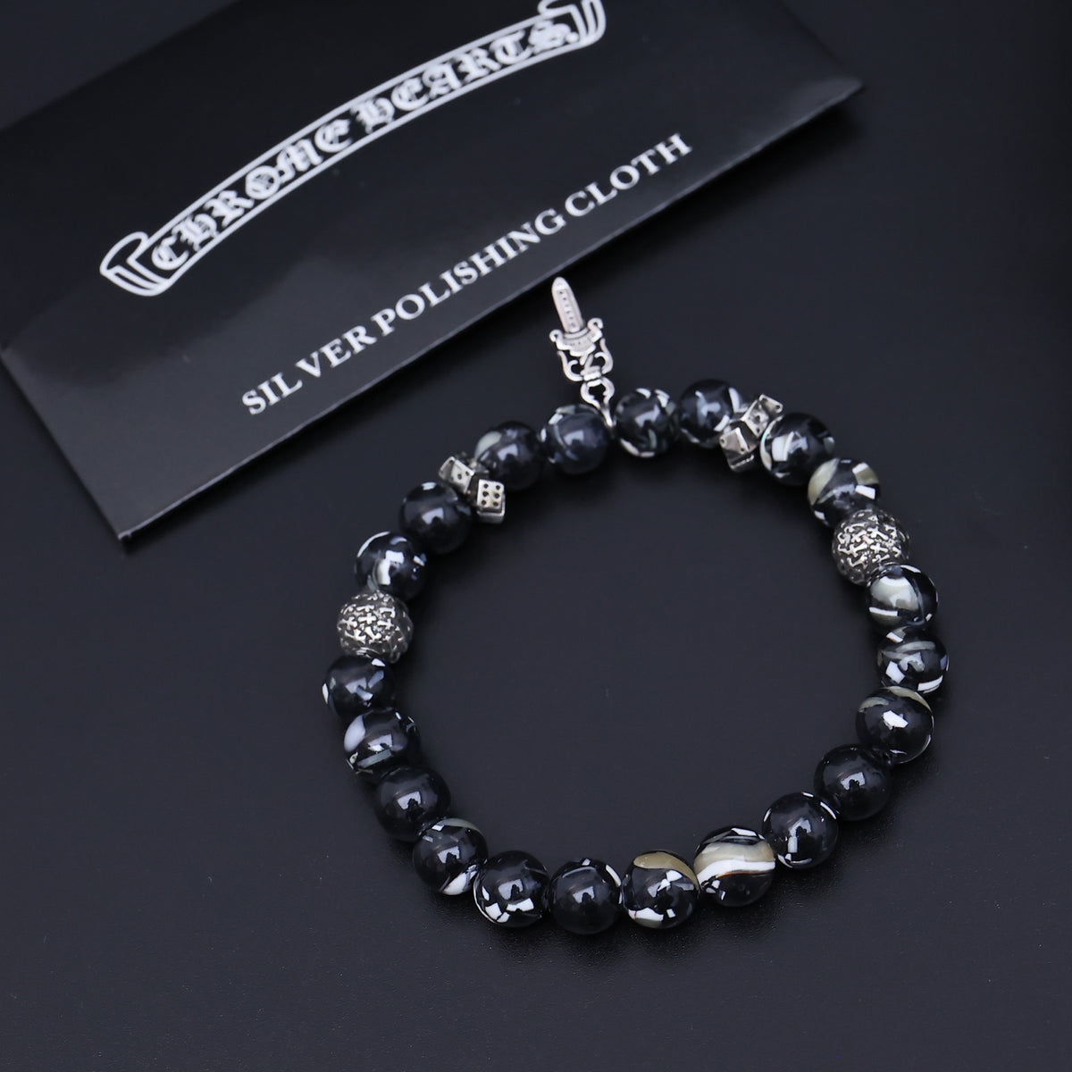 Chrome Hearts Purple and Dark Bead Cross Bracelet - album image 4