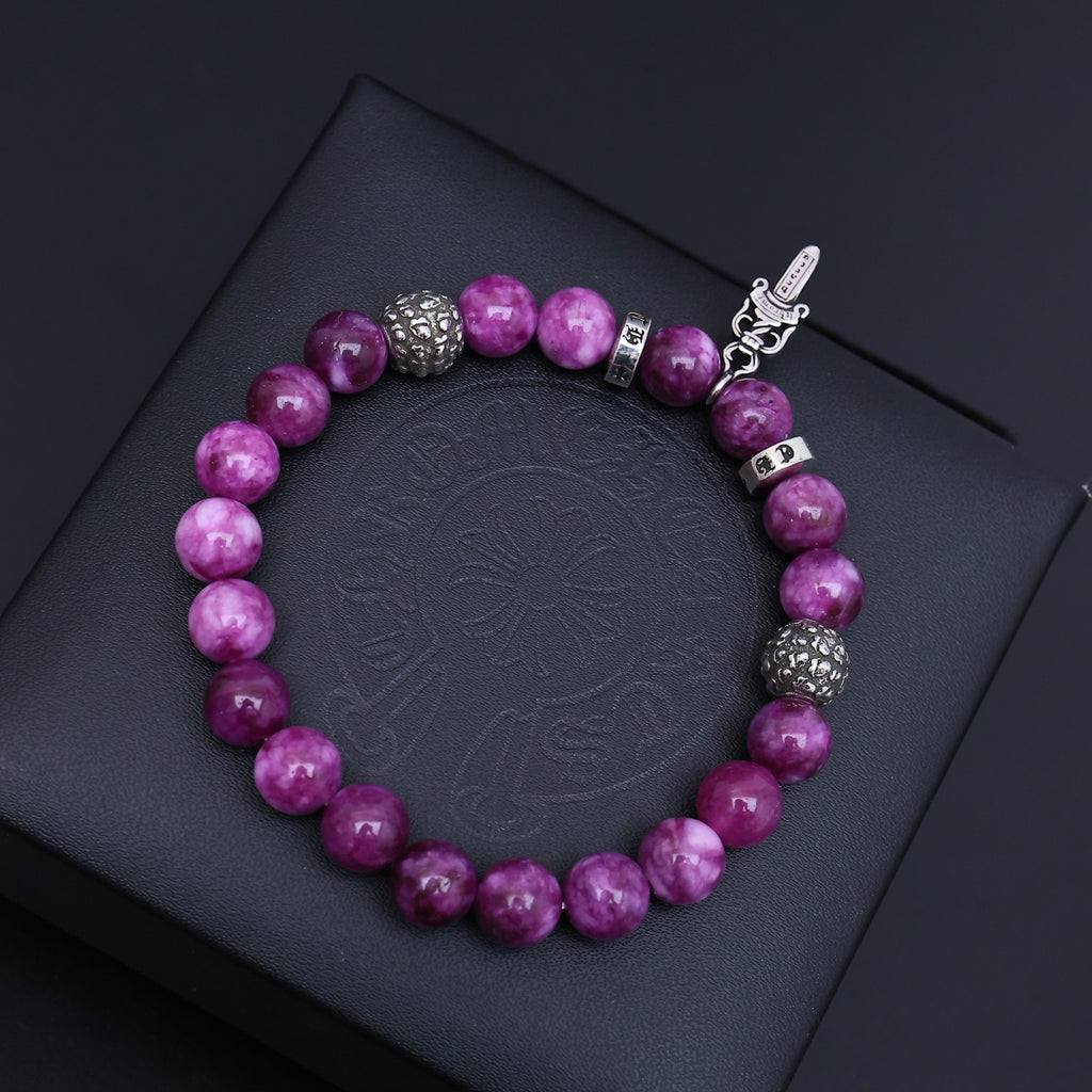 Chrome Hearts Purple and Dark Bead Cross Bracelet - album image 5