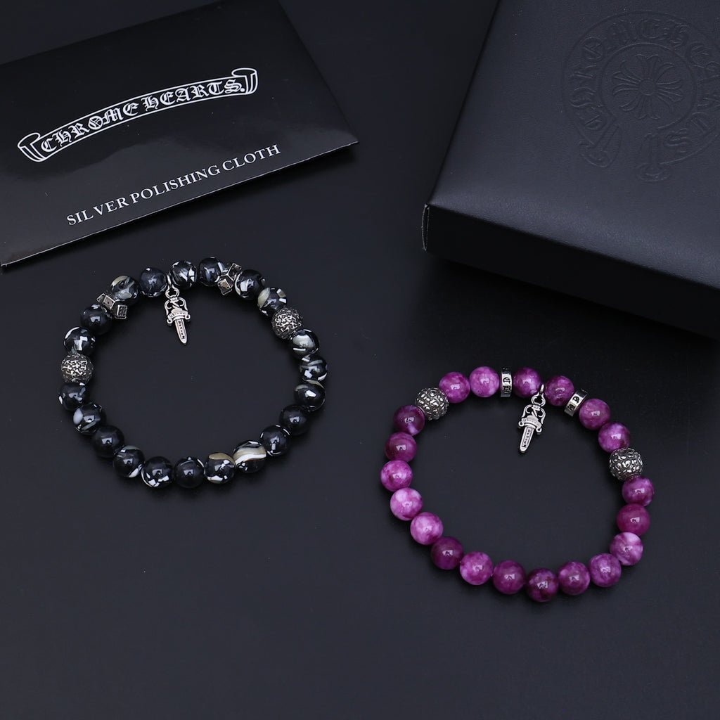 Chrome Hearts Purple and Dark Bead Cross Bracelet - album image 6