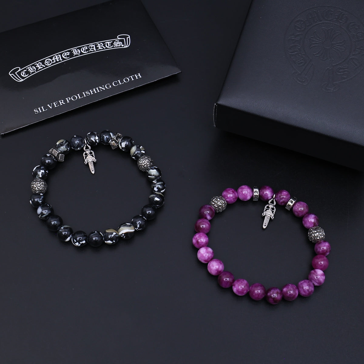 Chrome Hearts Purple and Dark Bead Cross Bracelet - album image 6
