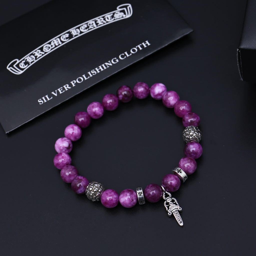 Chrome Hearts Purple and Dark Bead Cross Bracelet - album image 3