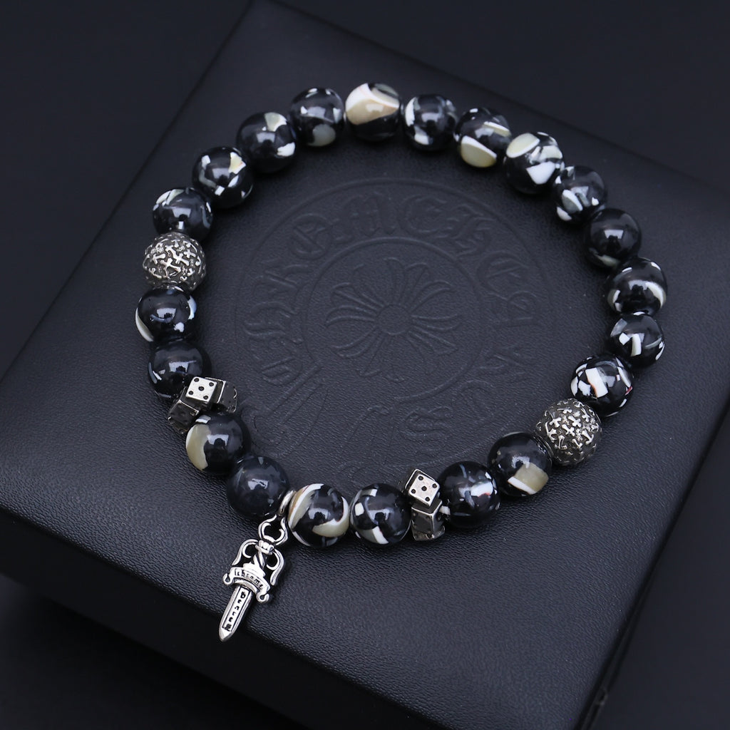 Chrome Hearts Purple and Dark Bead Cross Bracelet - album image 2