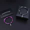 Chrome Hearts Purple and Dark Bead Cross Bracelet - album image 1