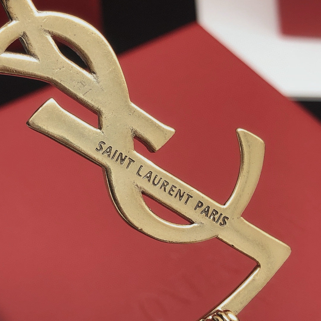 Saint Laurent Gold-Tone Scale-Textured Monogram Brooch - album image 6