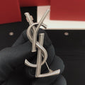 Saint Laurent Silver-Tone Scale-Textured Monogram Brooch - album image 1