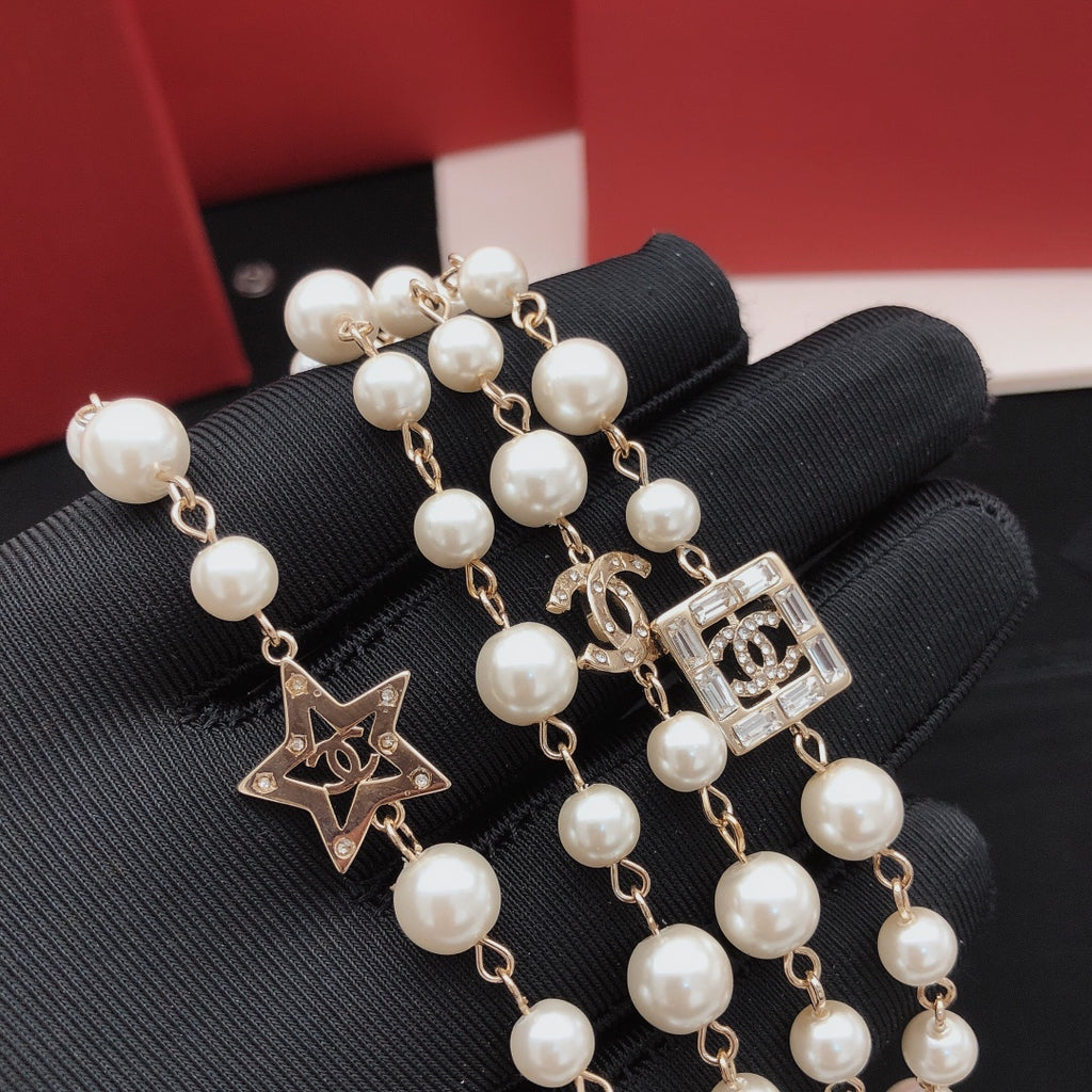 Chanel Pearl Star Square Crystal Accent Necklace - album image 3