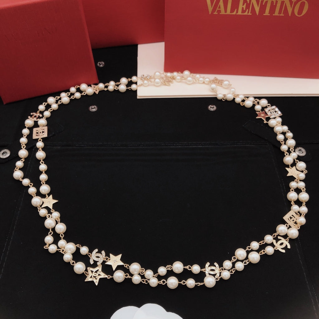 Chanel Pearl Star Square Crystal Accent Necklace - album image 2