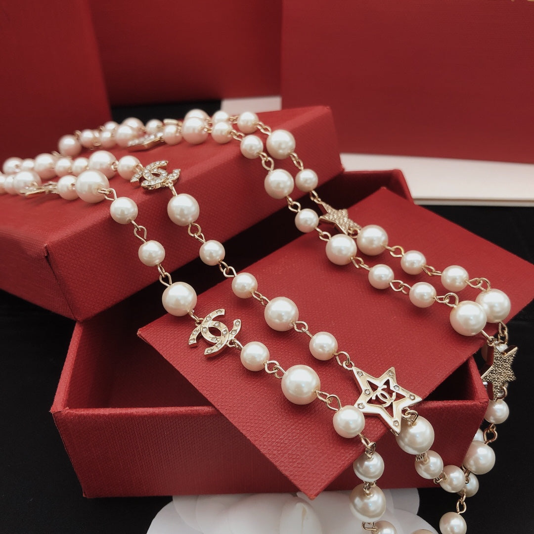 Chanel Pearl Star Square Crystal Accent Necklace - album image 4