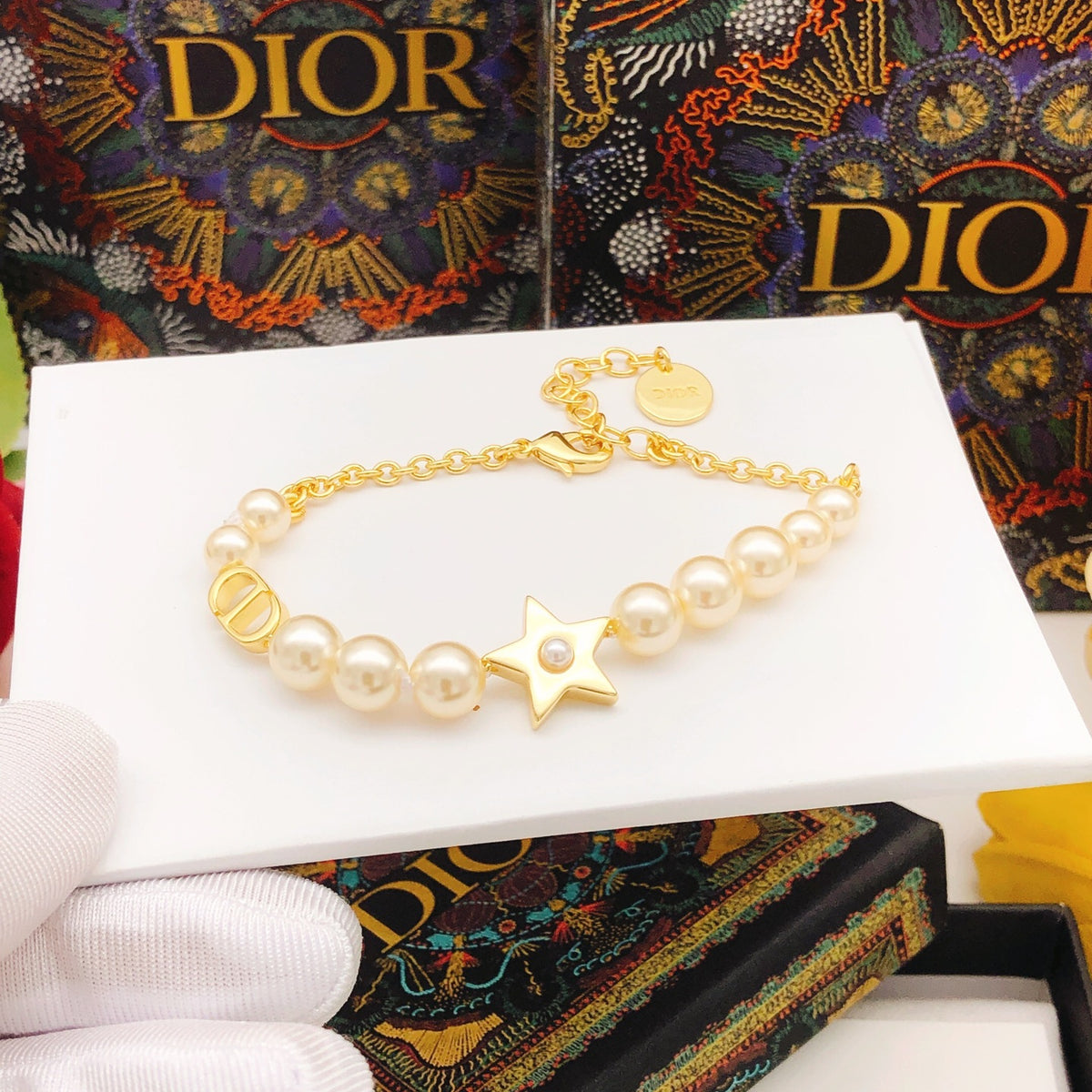 Dior Gold-Tone Star Pearl-Look Bracelet - product image 3