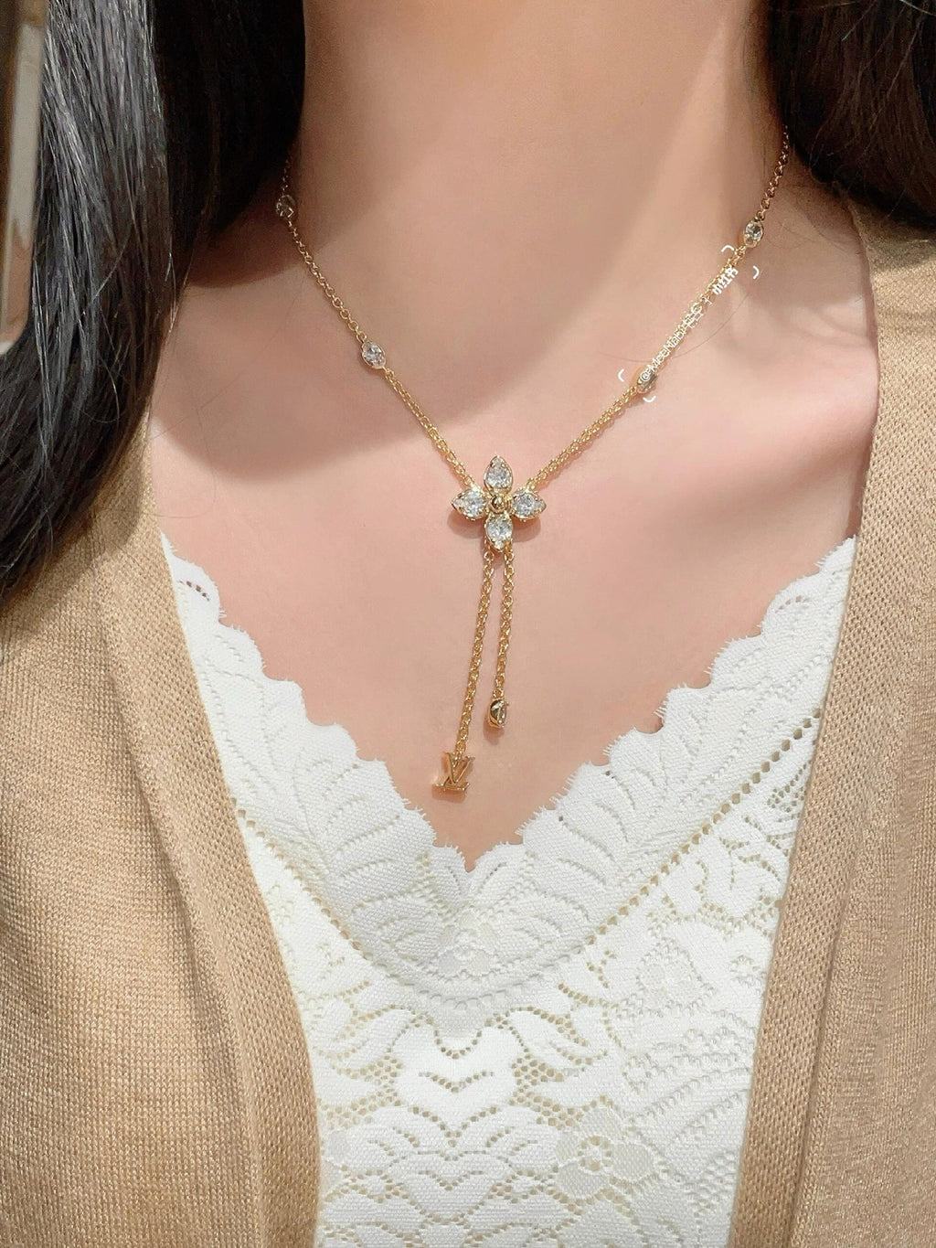 Louis Vuitton Blossom Tassel Marquise Crystal Accent Necklace - album image 8