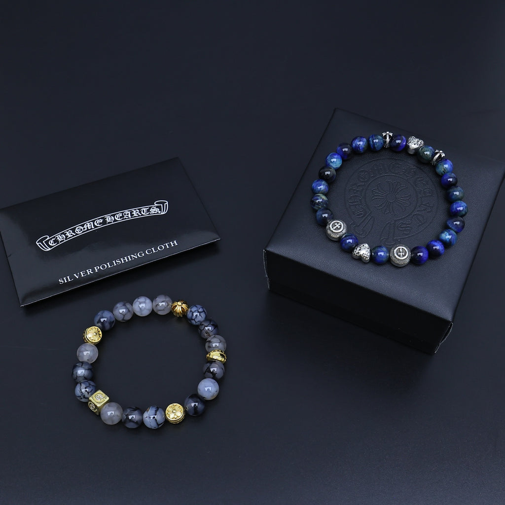 Chrome Hearts Navy Bead Mixed Spacer Bracelet - album image 1