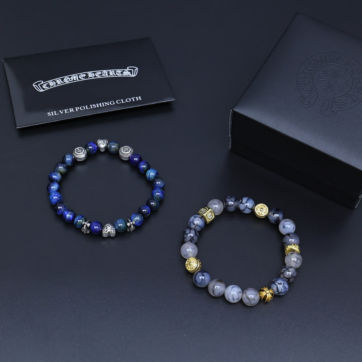 Chrome Hearts Navy Bead Mixed Spacer Bracelet - album image 6