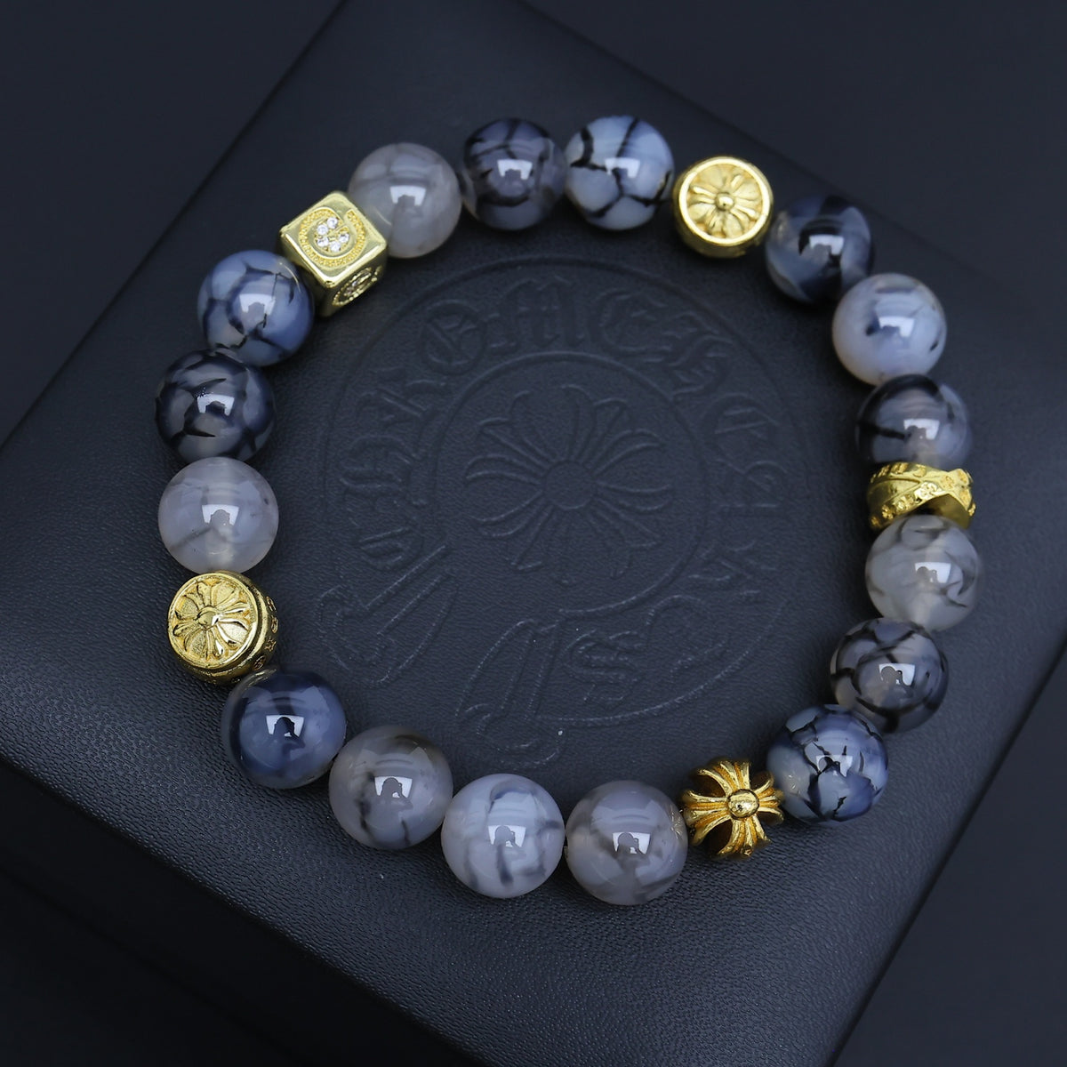 Chrome Hearts Navy Bead Mixed Spacer Bracelet - album image 4