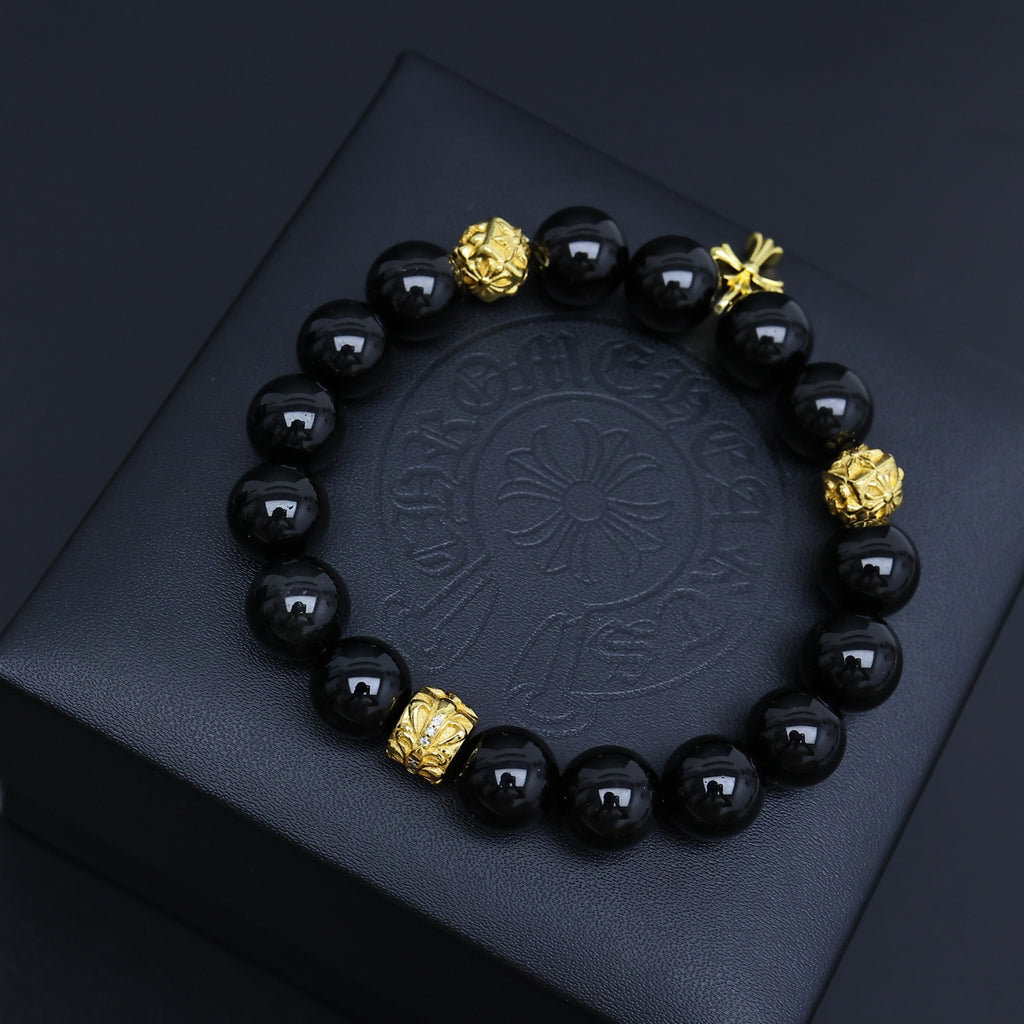 Chrome Hearts Green Bead Cross Drop Bracelet - album image 5