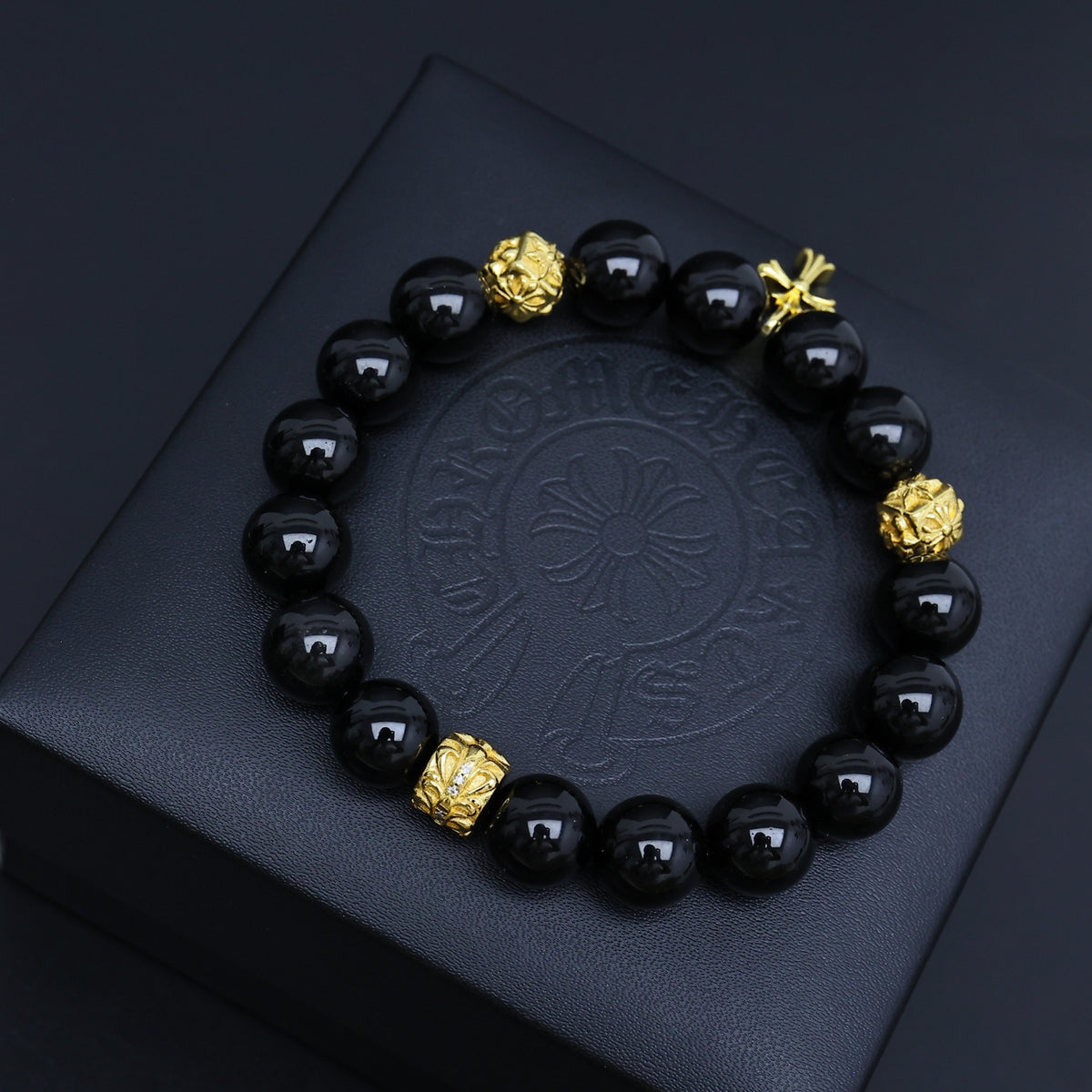 Chrome Hearts Green Bead Cross Drop Bracelet - album image 5