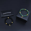 Chrome Hearts Green Bead Cross Drop Bracelet - album image 1