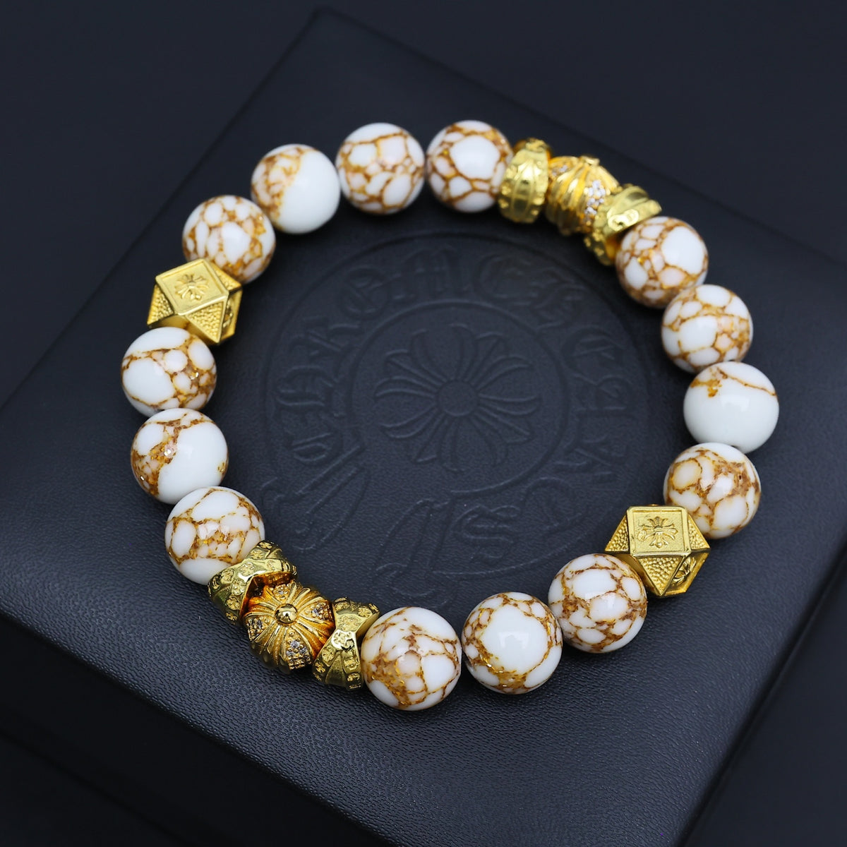 Chrome Hearts Mint and Cream Gold Accent Bead Bracelet - album image 2