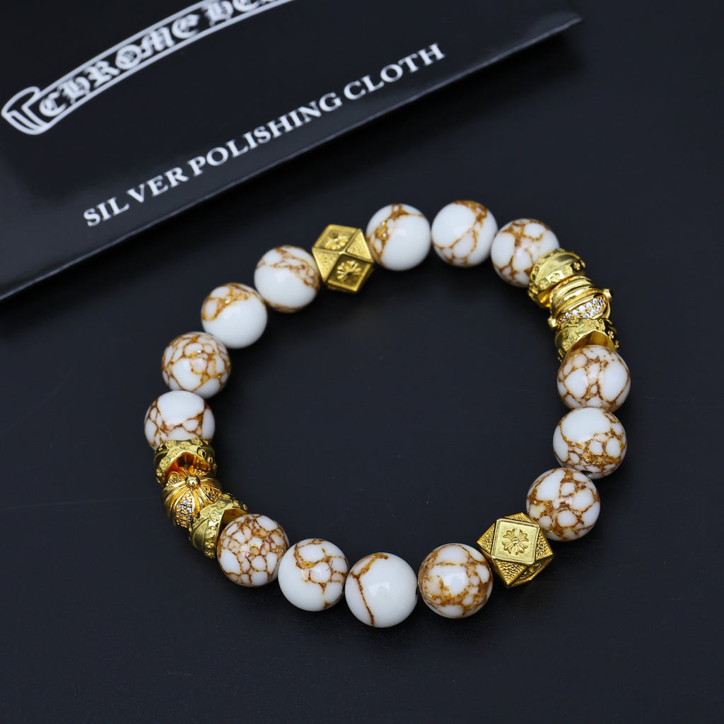 Chrome Hearts Mint and Cream Gold Accent Bead Bracelet - album image 5