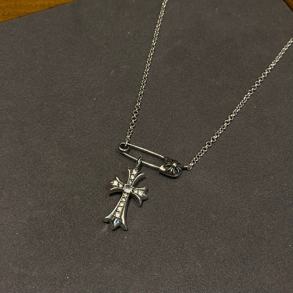 Chrome Hearts Cross Accent Safety Pin Necklace - album image 2