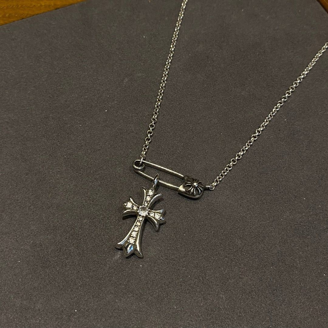Chrome Hearts Cross Accent Safety Pin Necklace - album image 2
