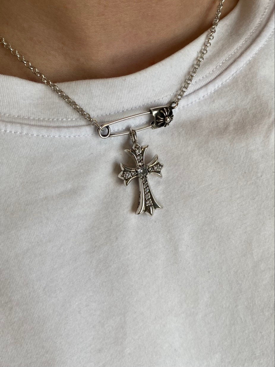 Chrome Hearts Cross Accent Safety Pin Necklace - album image 9