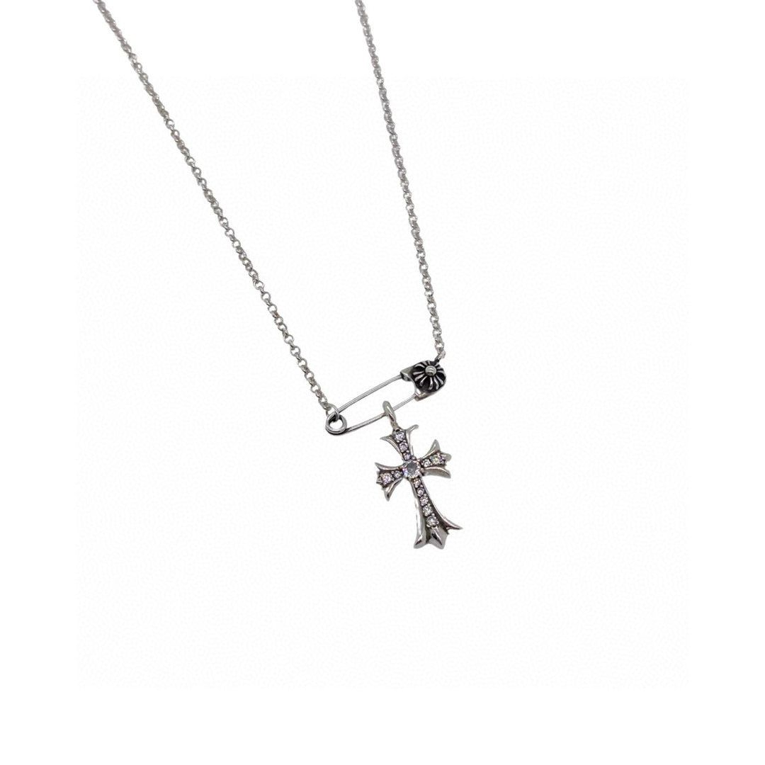 Chrome Hearts Cross Accent Safety Pin Necklace - album image 3