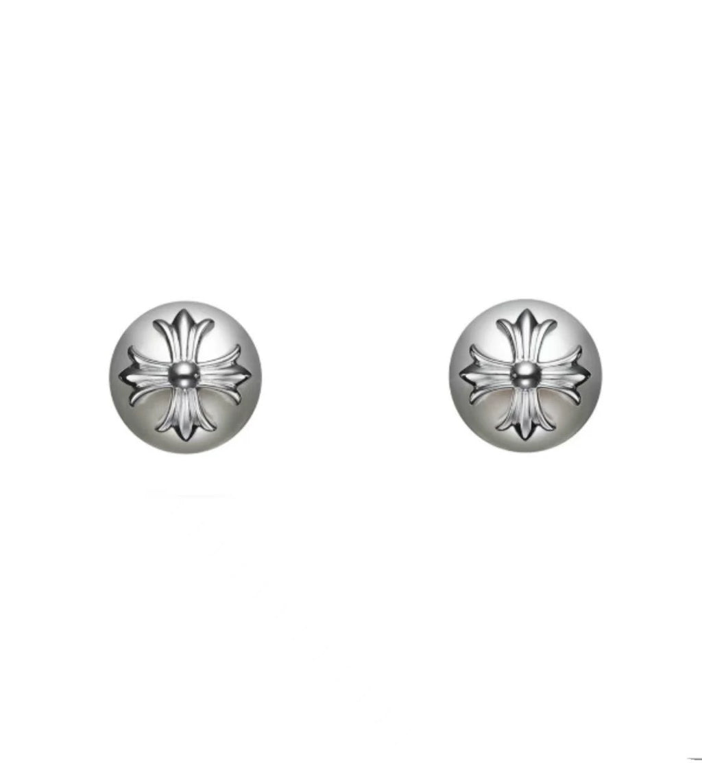 Chrome Hearts Pearl-Style Cross Stud Earrings - album image 2