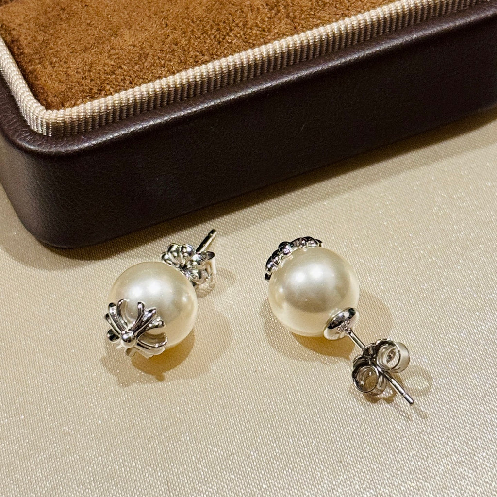 Chrome Hearts Pearl-Style Cross Stud Earrings - album image 7